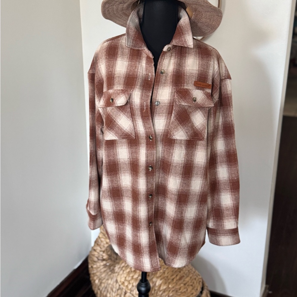 Simply Southern Brown Plaid Button Down Shirt - Picture 13 of 15